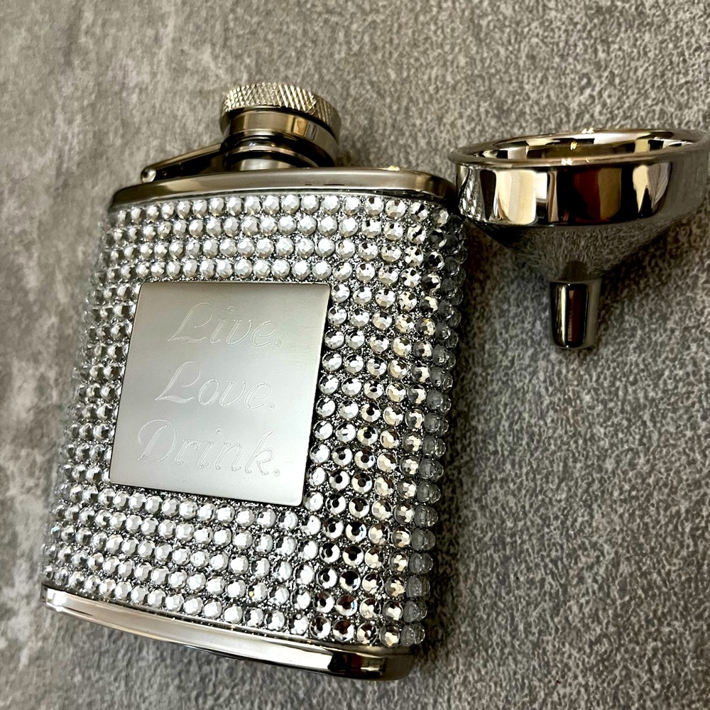 Things Remember Live Laugh Drink Bedazzled Flask